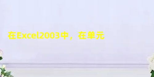 在Excel2003中，在单元格内输入内容首先应激活或选定单元格。