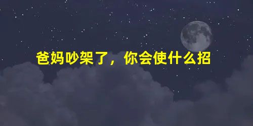 爸妈吵架了，你会使什么招