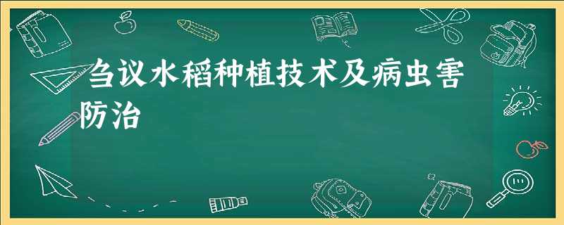 刍议水稻种植技术及病虫害防治