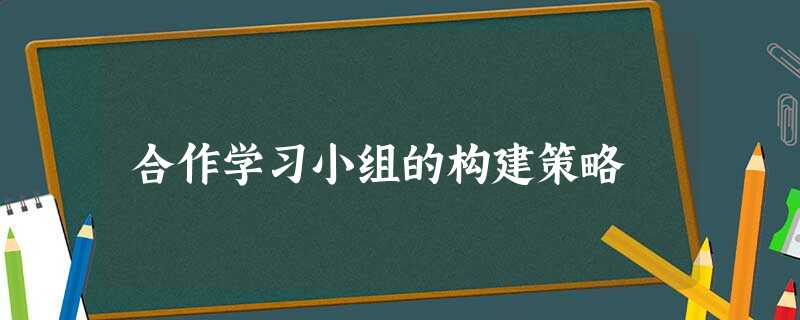 合作学习小组的构建策略