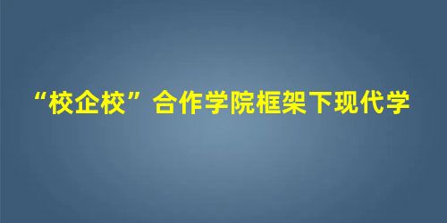 “校企校”合作学院框架下现代学徒制的研究与实践