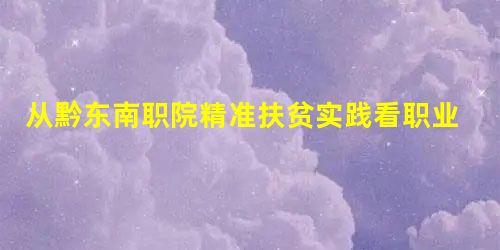 从黔东南职院精准扶贫实践看职业教育精准脱贫班开办策略