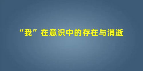 “我”在意识中的存在与消逝