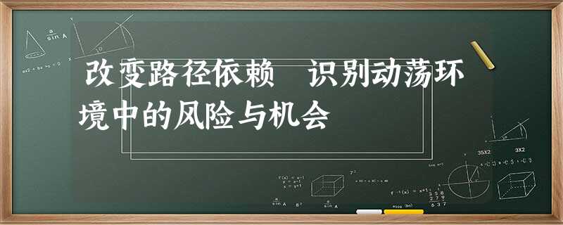 改变路径依赖 识别动荡环境中的风险与机会