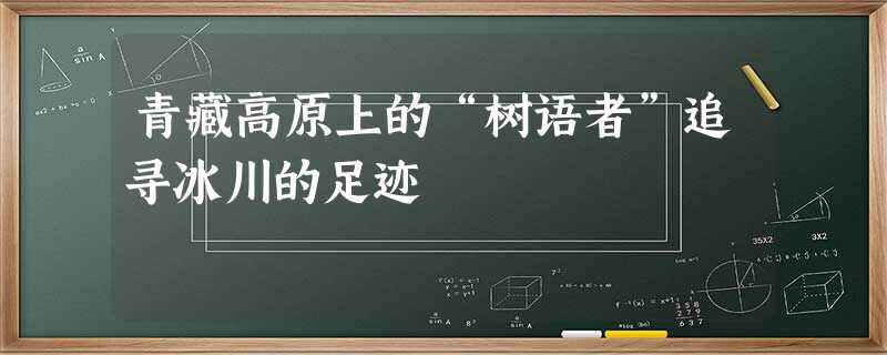 青藏高原上的“树语者”追寻冰川的足迹