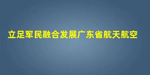 立足军民融合发展广东省航天航空产业思路探索