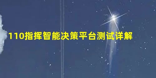 110指挥智能决策平台测试详解