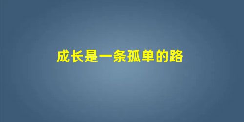 成长是一条孤单的路