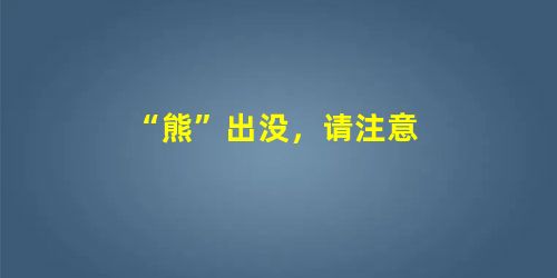 “熊”出没，请注意