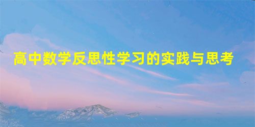 高中数学反思性学习的实践与思考