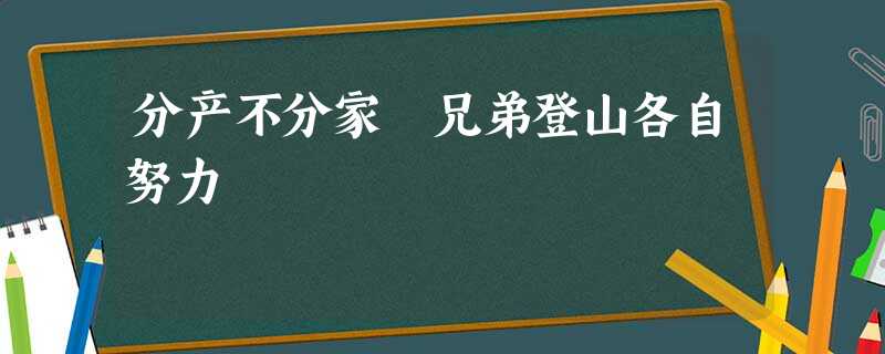 分产不分家 兄弟登山各自努力