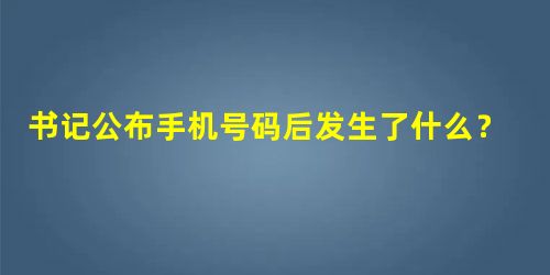 书记公布手机号码后发生了什么？