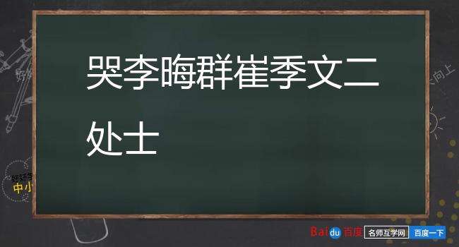 哭李晦群崔季文二处士